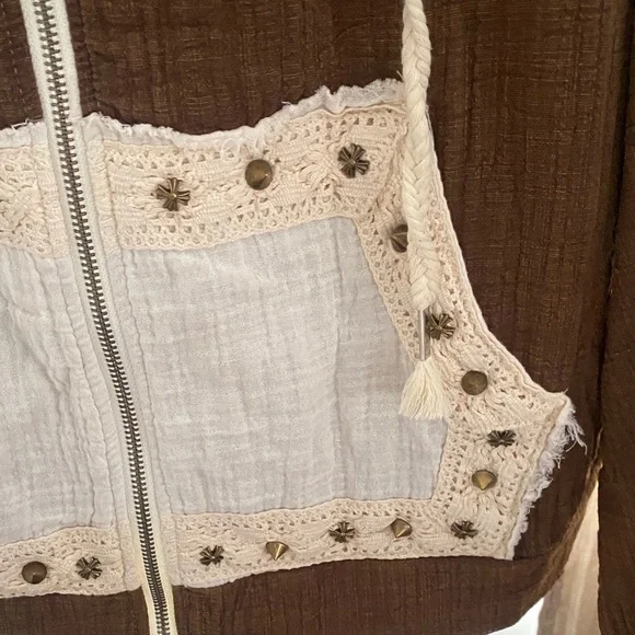 POL Brown Bomber Jacket with Cream Details - Picture 3 of 9